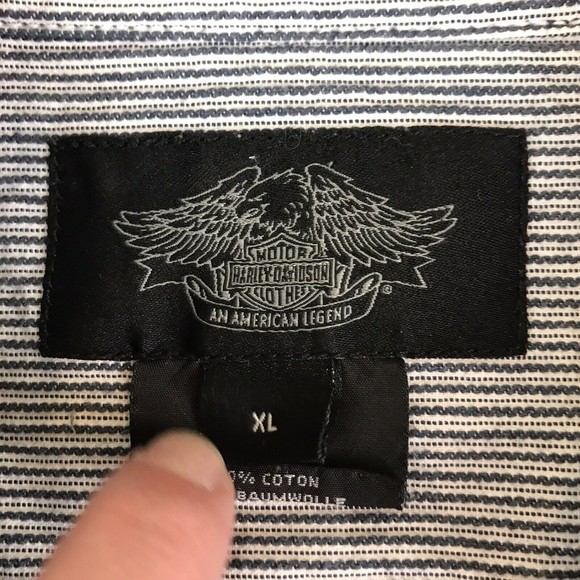 Harley-Davidson Gray Striped Casual Button Down Shirt - Picture 4 of 12
